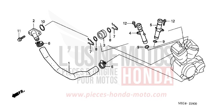 WATER PIPE for Shadow Aero GRAPHITE BLACK (NHB01) from 2006